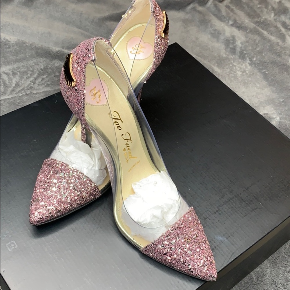 Limited Edition Vegan Too Faced Glitter Pink heels